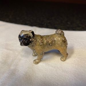 Jay Strongwater Pug dog enameled figurine with Swarovski crystals
